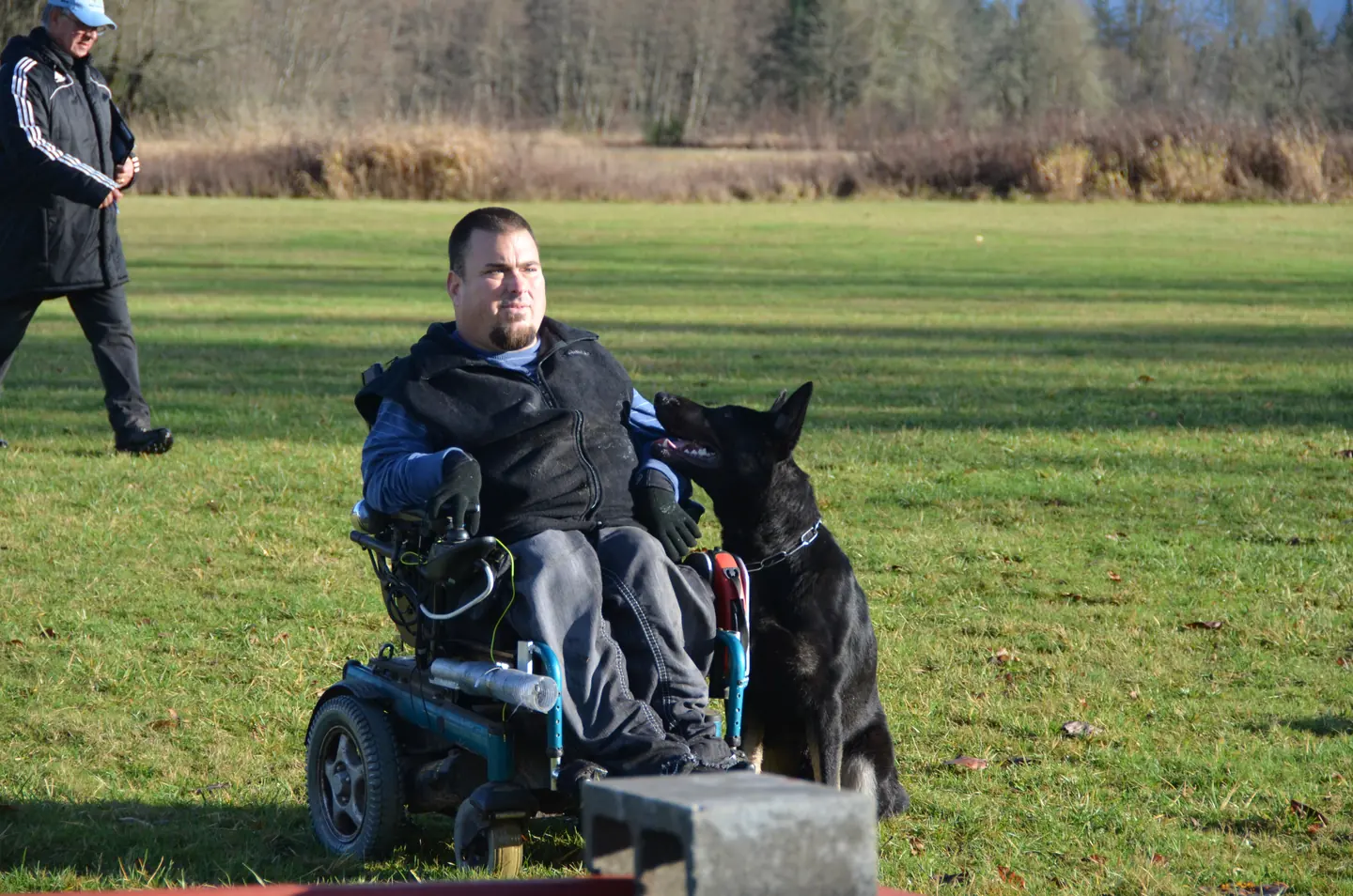 Jason Lake working a black German Shepherd during obedience at the 2012 Cascade Schutzhund trial — photo 06