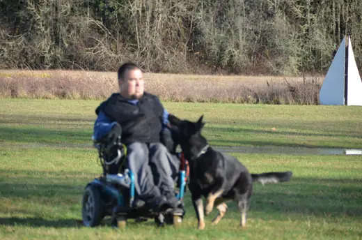 Jason Lake working a black German Shepherd during obedience at the 2012 Cascade Schutzhund trial — photo 05