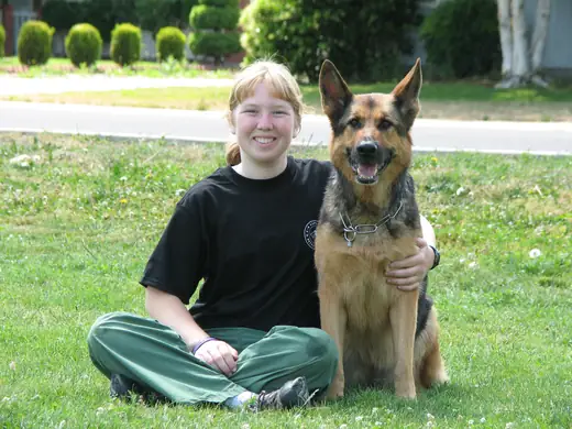 German Shepherd and handler portrait during Rogue Valley Schutzhund Club training in 2007 — photo 01