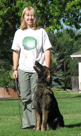 German Shepherd and handler portrait during Rogue Valley Schutzhund Club training in 2007 — photo 03