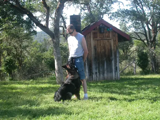 German Shepherd and handler practicing obedience and control during RVSC club training in January 2008 — photo 01