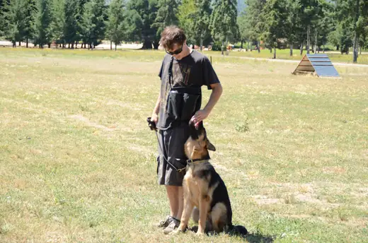 Working dog and handler practicing obedience and control during RVSC club training on July 7, 2012 — photo 01