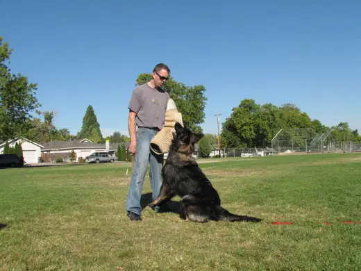 Working dog and handler practicing obedience during RVSC club training in November 2006 — photo 08