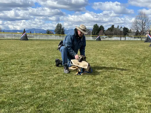 Jason Lake with a working dog during Rogue Valley Schutzhund Club training — photo 02