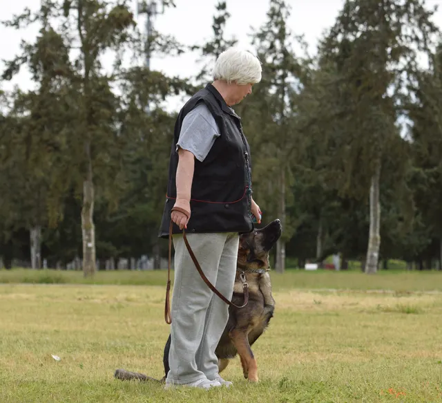 April 10, 2015 RVSC Club Training — a club member posing with a working dog — photo 08