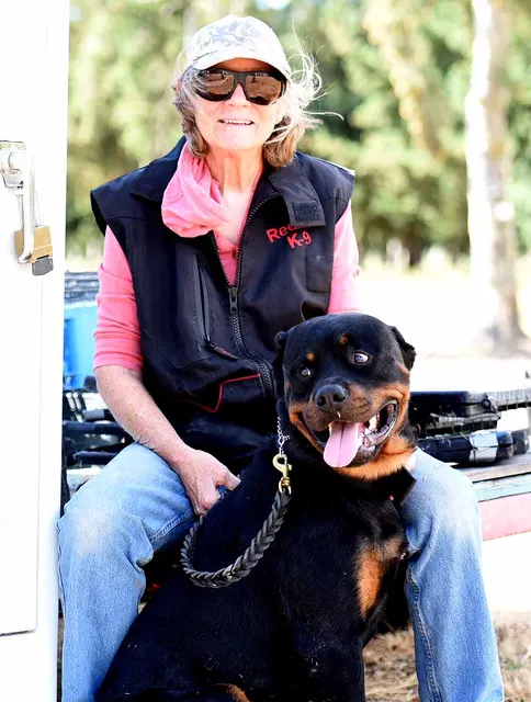 August 31, 2015 RVSC Club Training — a handler and working dog practicing focused obedience — photo 06
