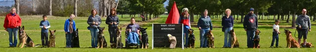 March 24, 2013 RVSC Club Training — Rogue Valley Schutzhund Club members and working dogs gathered for a group photo