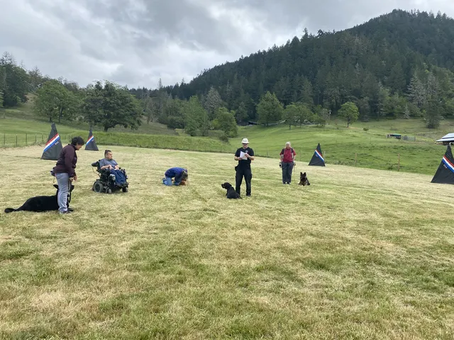 May 1, 2021 Club Training — club members spread across the field during working-dog training — photo 04