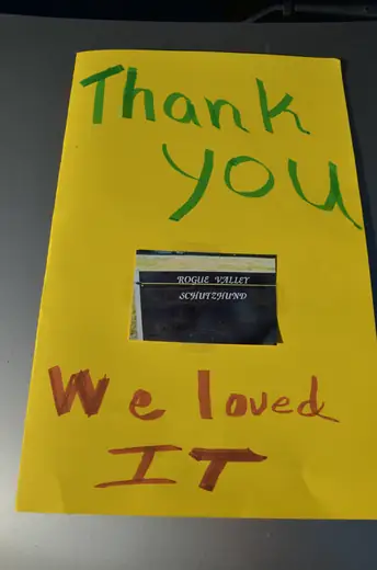 Kindergarten thank-you poster created after the 2012 Rogue Valley Schutzhund Club school demonstration — photo 02