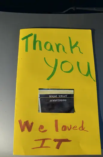 Kindergarten thank-you poster created after the 2012 Rogue Valley Schutzhund Club school demonstration — photo 09