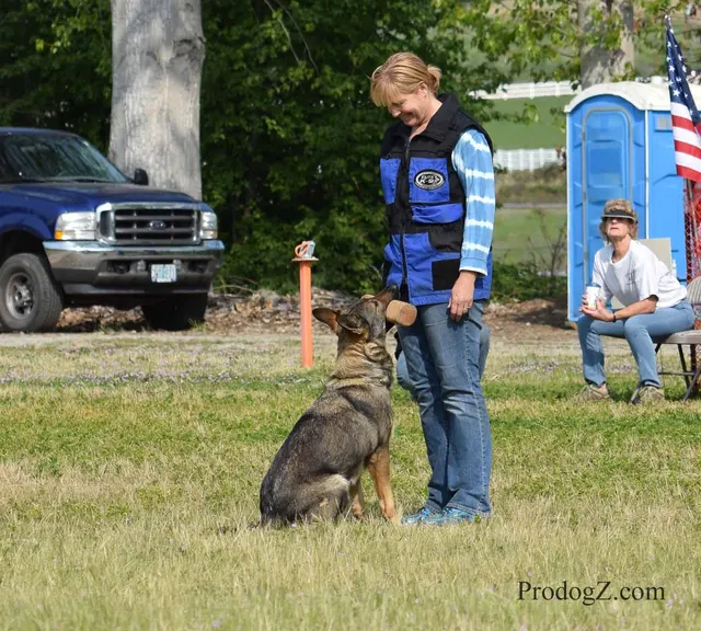 April 20, 2015 RVSC Schutzhund Trial on April 20, 2015 — a dog-and-handler team completing a scored trial routine — photo 200