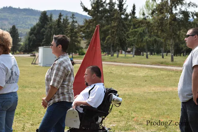 April 20, 2015 RVSC Schutzhund Trial on April 20, 2015 — a working dog and handler preparing for a field exercise — photo 028